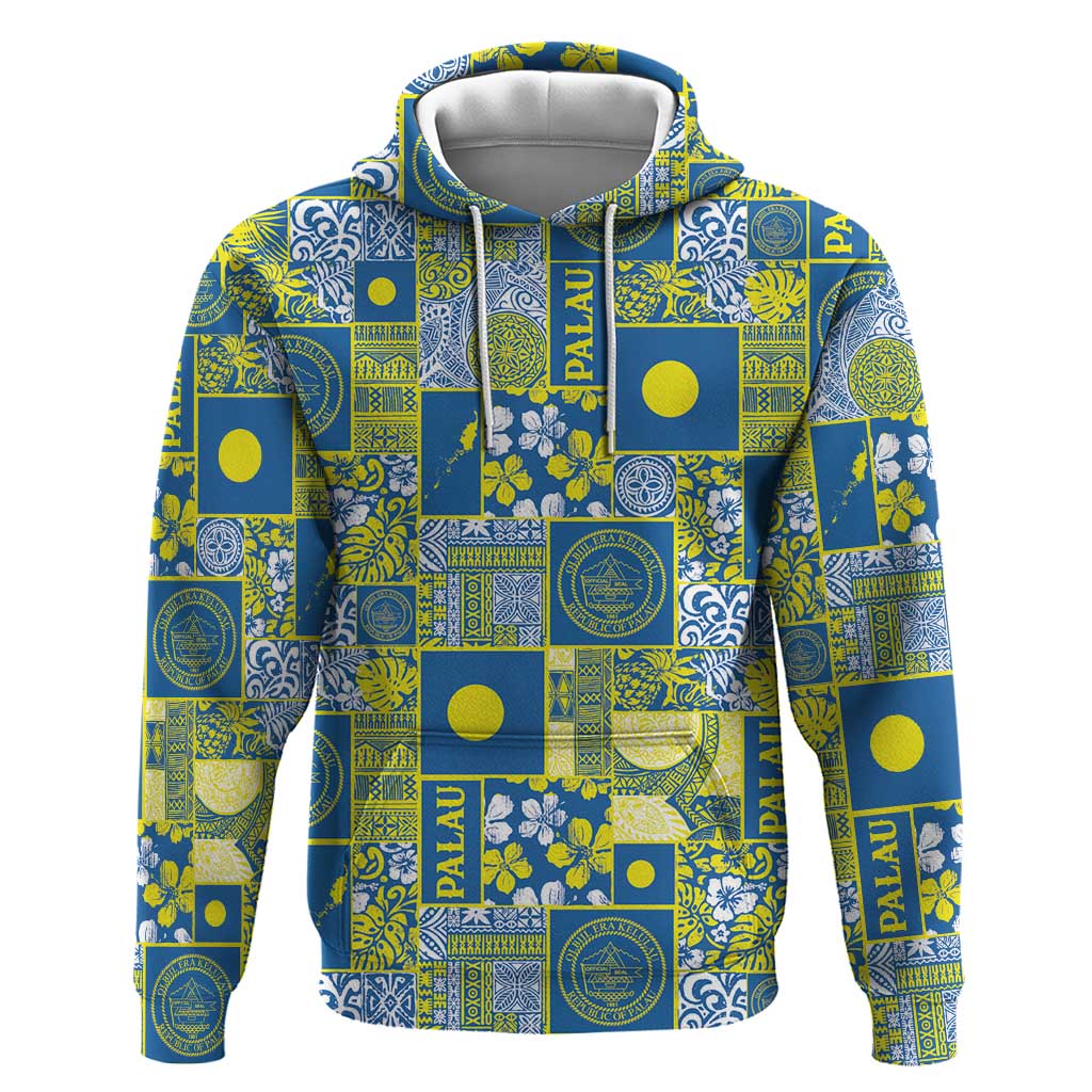 Palau Ungil Kurismas Hoodie Pacific Patchwork Xmas Vibes - Polynesian Pride