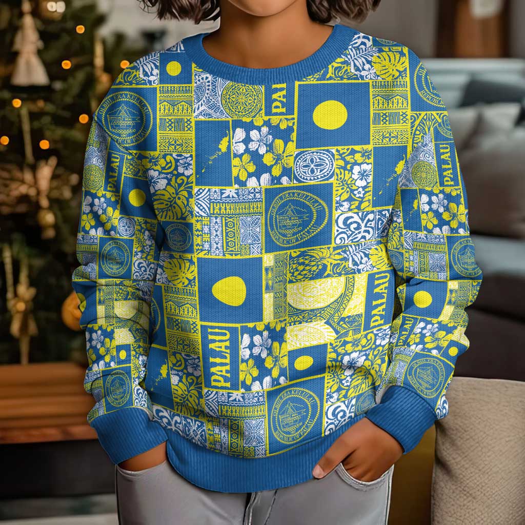 Palau Ungil Kurismas Kid Ugly Christmas Sweater Pacific Patchwork Xmas Vibes - Polynesian Pride