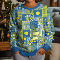 Palau Ungil Kurismas Kid Ugly Christmas Sweater Pacific Patchwork Xmas Vibes - Polynesian Pride