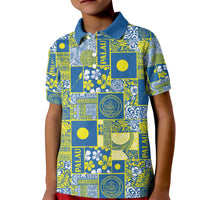 Palau Ungil Kurismas Kid Polo Shirt Pacific Patchwork Xmas Vibes - Polynesian Pride