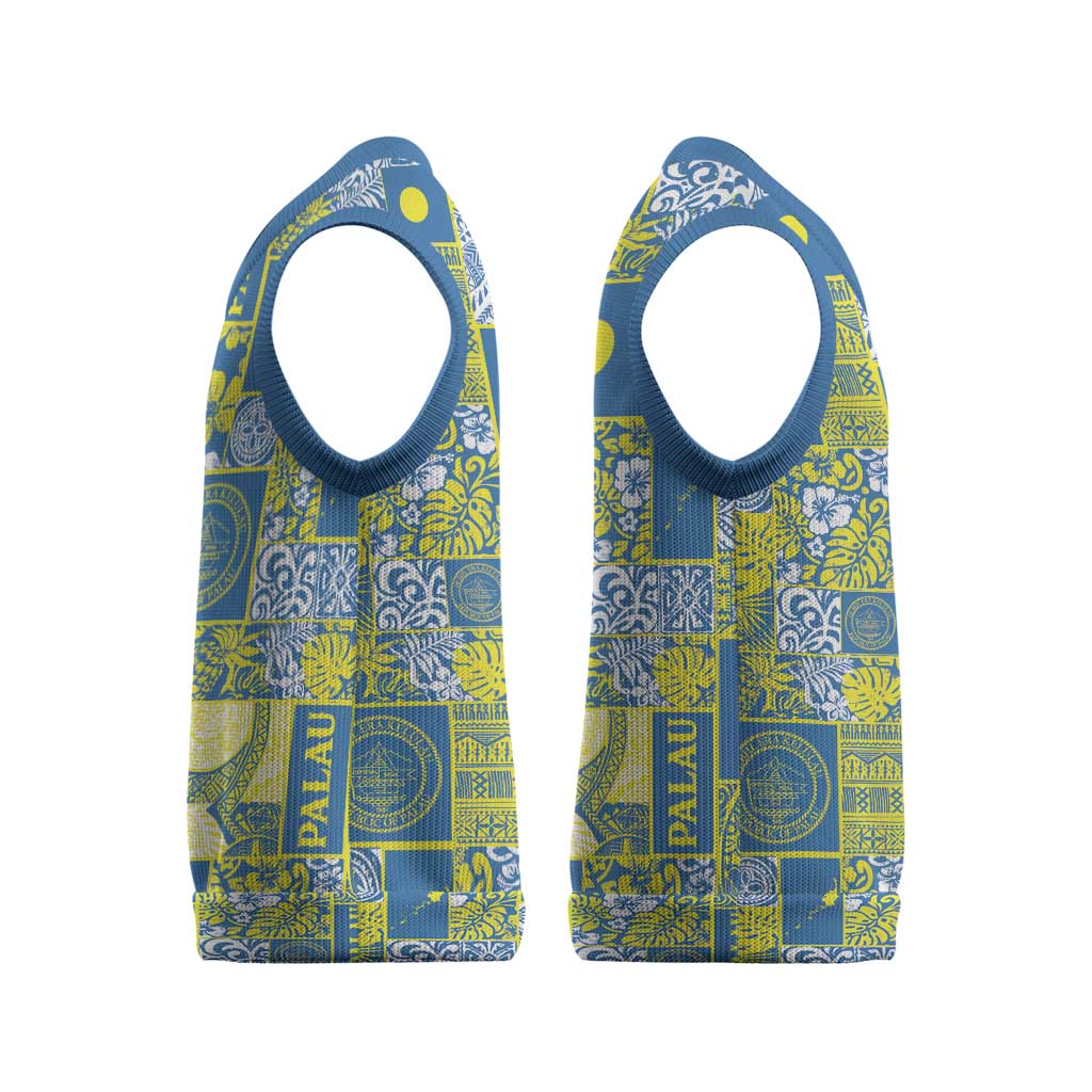 Palau Ungil Kurismas Christmas Knitted V-Neck Vest Pacific Patchwork Xmas Vibes - Polynesian Pride