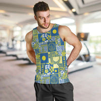Palau Ungil Kurismas Men Tank Top Pacific Patchwork Xmas Vibes LT9 Green - Polynesian Pride