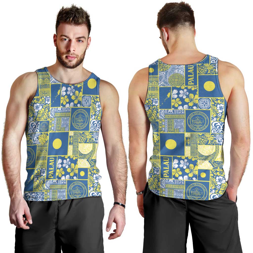 Palau Ungil Kurismas Men Tank Top Pacific Patchwork Xmas Vibes LT9 - Polynesian Pride