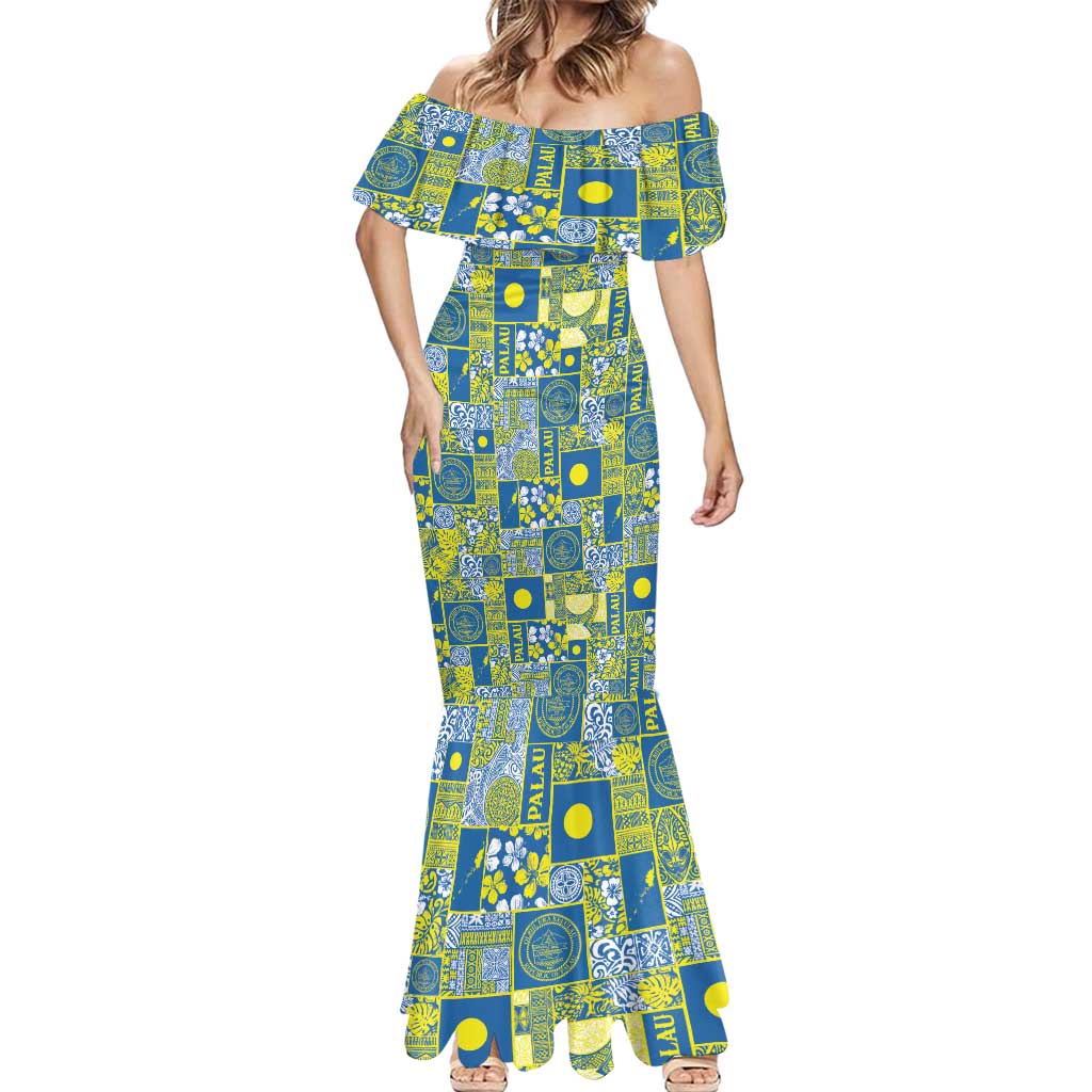 Palau Ungil Kurismas Mermaid Dress Pacific Patchwork Xmas Vibes LT9 - Polynesian Pride
