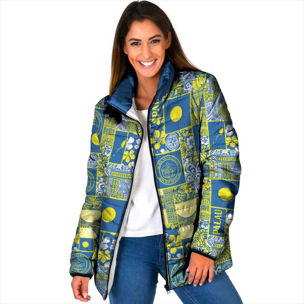 Palau Ungil Kurismas Padded Jacket Pacific Patchwork Xmas Vibes - Polynesian Pride