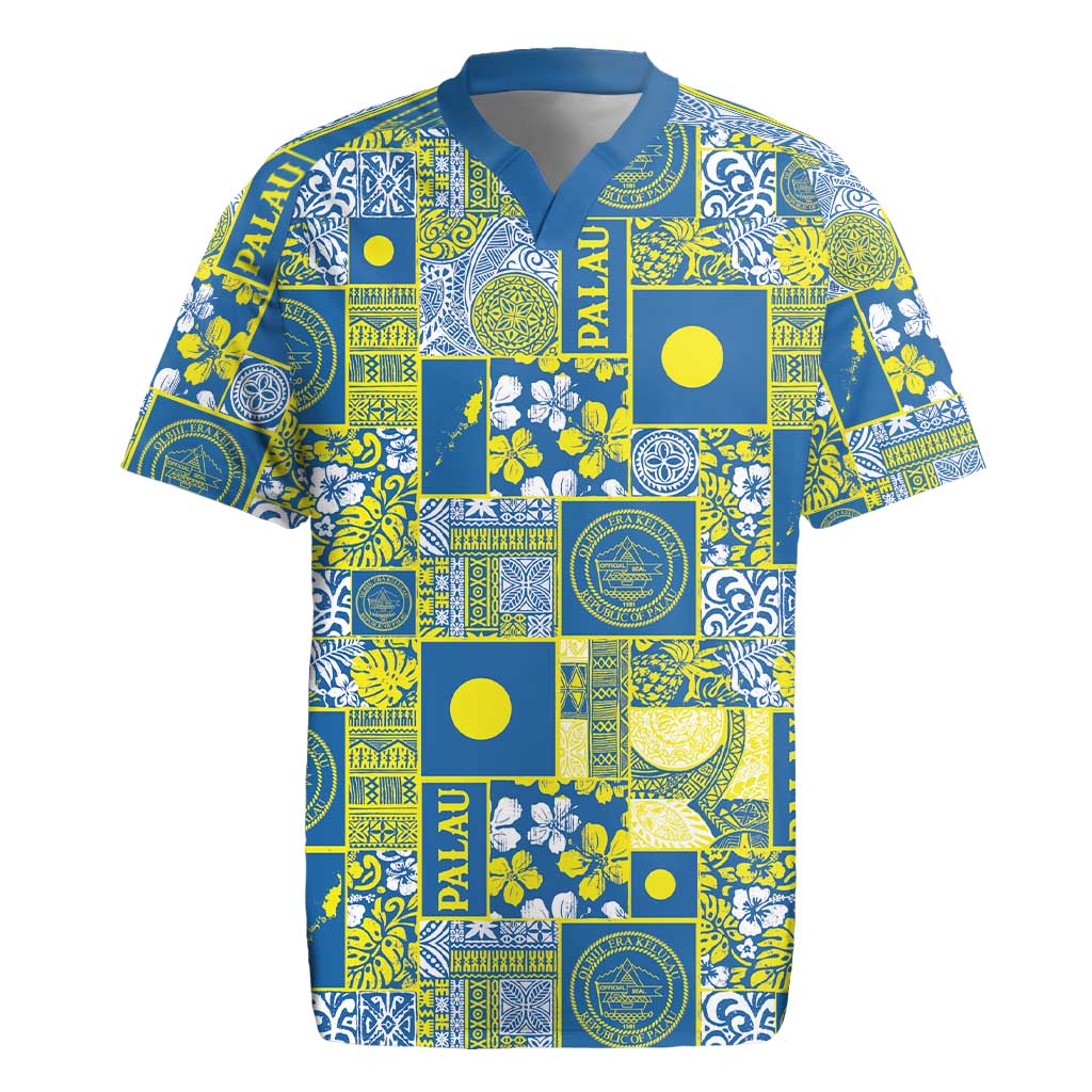 Palau Ungil Kurismas Rugby Jersey Pacific Patchwork Xmas Vibes - Polynesian Pride