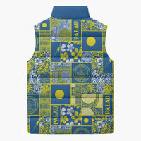 Palau Ungil Kurismas Sleeveless Puffer Jacket Pacific Patchwork Xmas Vibes - Polynesian Pride