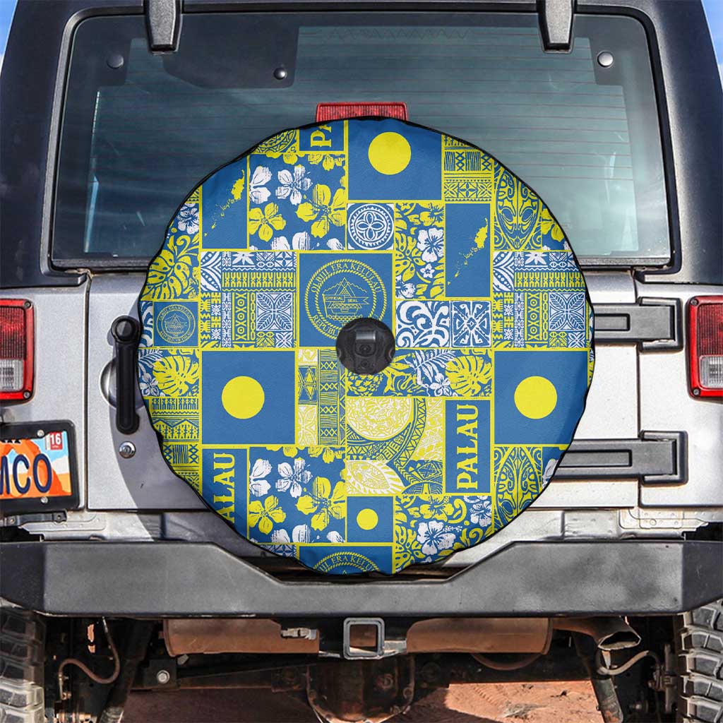 Palau Ungil Kurismas Spare Tire Cover Pacific Patchwork Xmas Vibes - Polynesian Pride