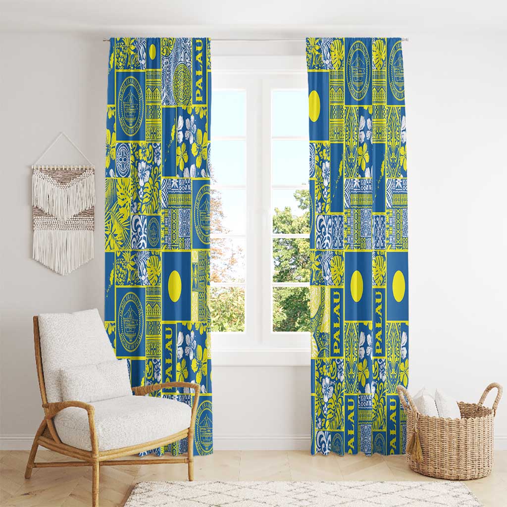 Palau Ungil Kurismas Window Curtain Pacific Patchwork Xmas Vibes - Polynesian Pride