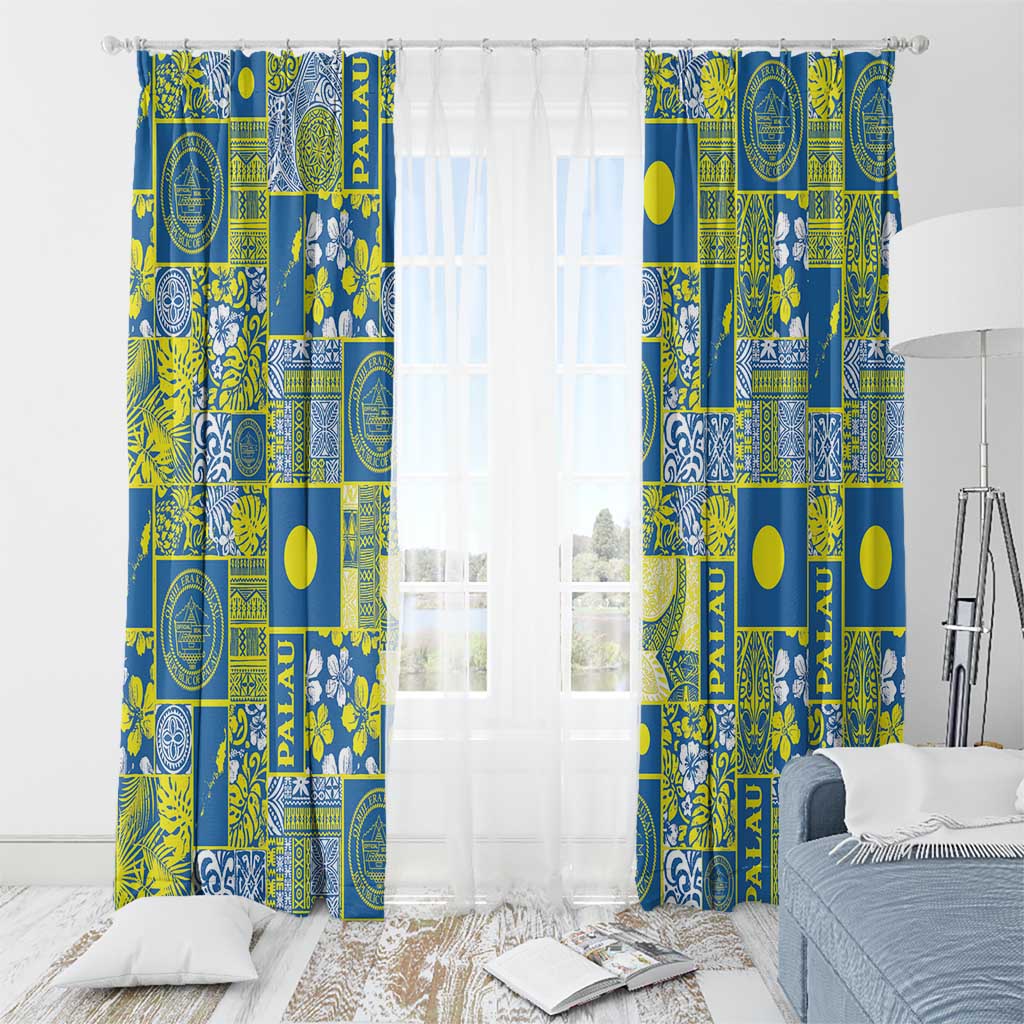 Palau Ungil Kurismas Window Curtain Pacific Patchwork Xmas Vibes - Polynesian Pride