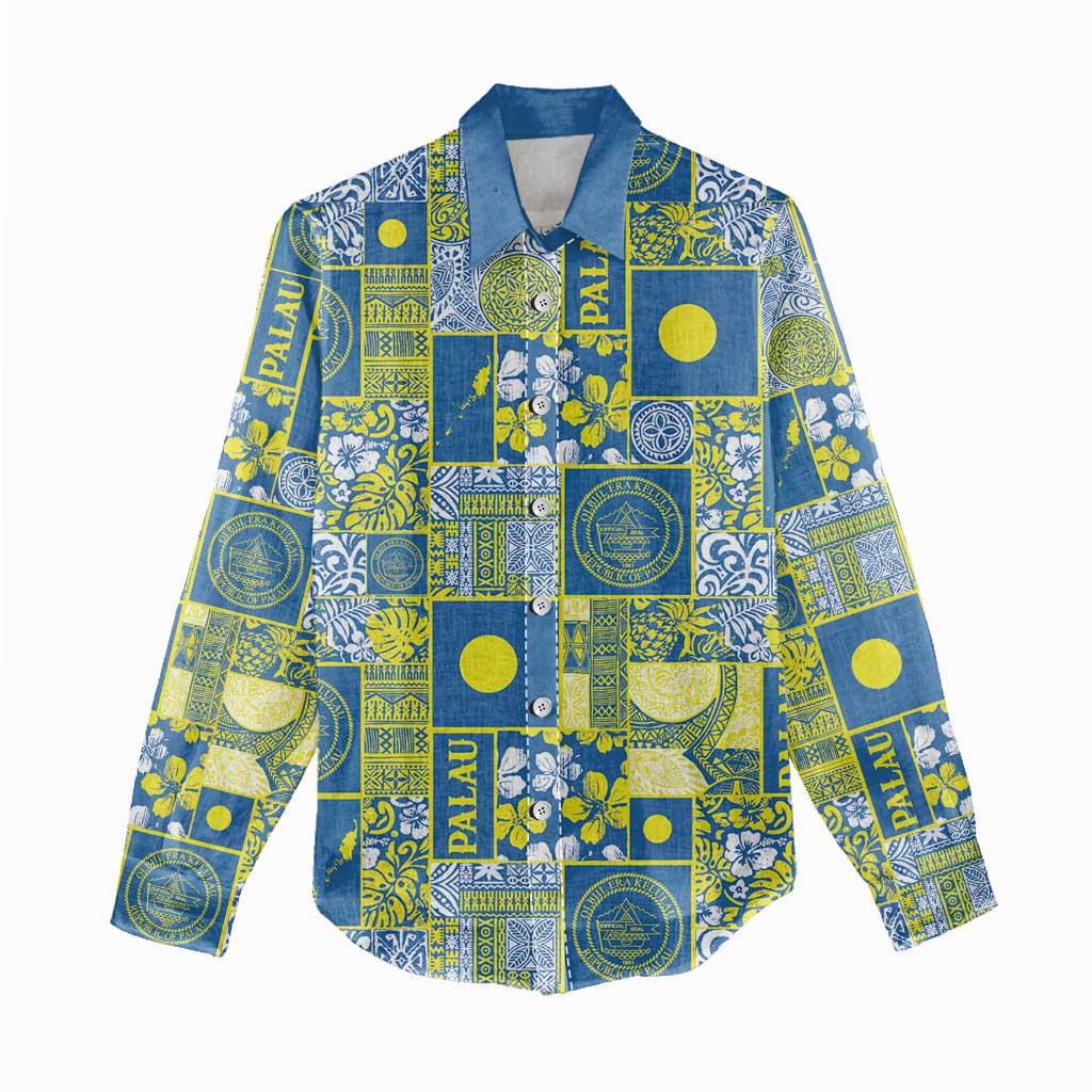 Palau Ungil Kurismas Women Casual Shirt Pacific Patchwork Xmas Vibes - Polynesian Pride