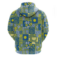 Palau Ungil Kurismas Zip Hoodie Pacific Patchwork Xmas Vibes - Polynesian Pride