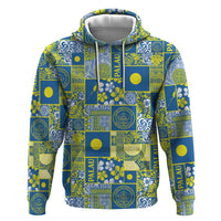 Palau Ungil Kurismas Zip Hoodie Pacific Patchwork Xmas Vibes - Polynesian Pride