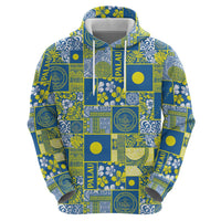 Palau Ungil Kurismas Zip Hoodie Pacific Patchwork Xmas Vibes - Polynesian Pride