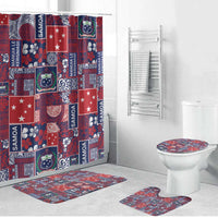 Red Samoa Manuia Le Kerisimasi Bathroom Set Pacific Patchwork Xmas Vibes - Polynesian Pride