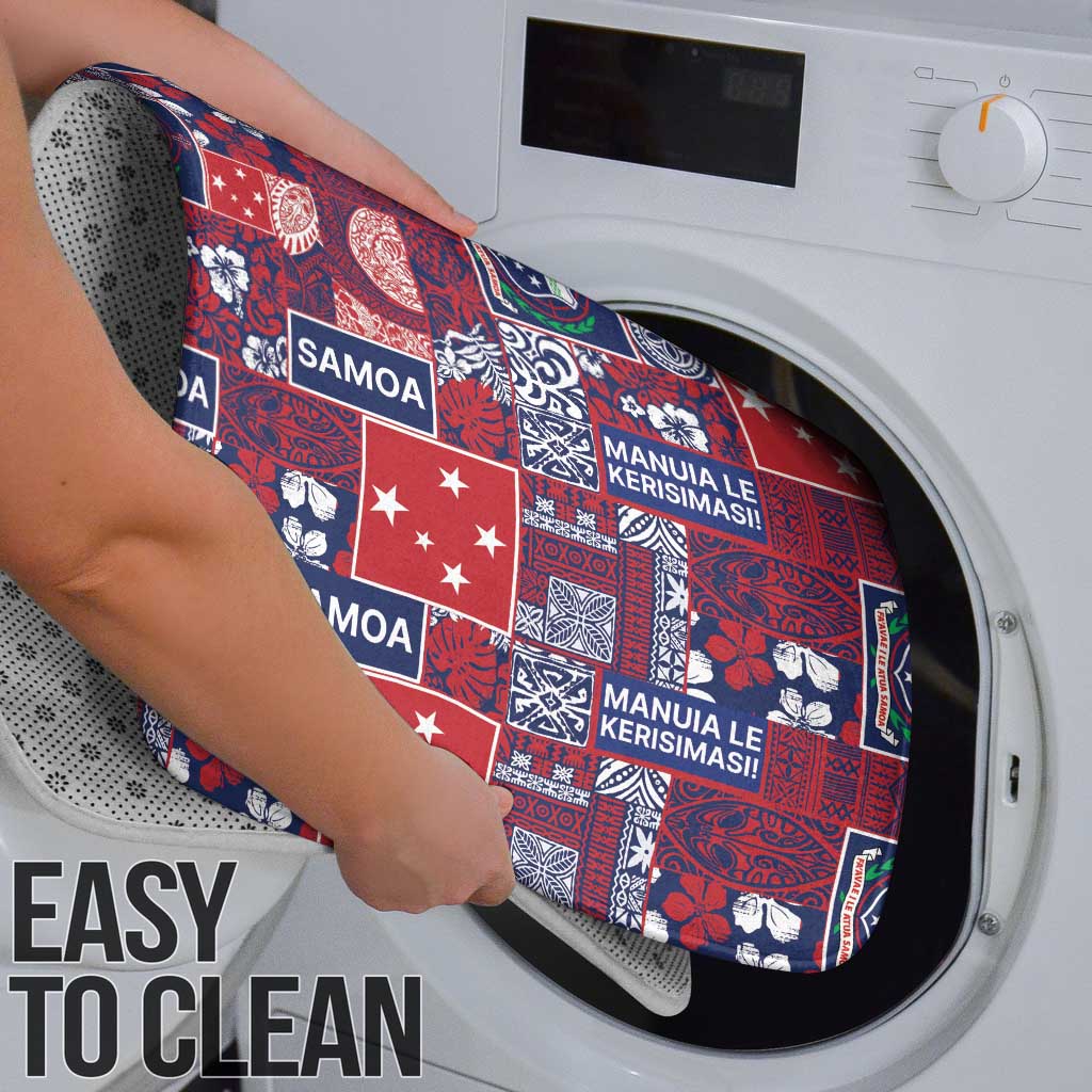 Red Samoa Manuia Le Kerisimasi Bathroom Set Pacific Patchwork Xmas Vibes - Polynesian Pride