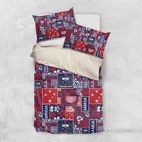 Red Samoa Manuia Le Kerisimasi Bedding Set Pacific Patchwork Xmas Vibes - Polynesian Pride
