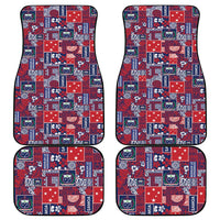 Red Samoa Manuia Le Kerisimasi Car Mats Pacific Patchwork Xmas Vibes - Polynesian Pride