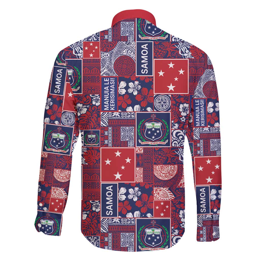 Red Samoa Manuia Le Kerisimasi Family Matching Puletasi and Hawaiian Shirt Pacific Patchwork Xmas Vibes - Polynesian Pride