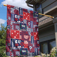 Red Samoa Manuia Le Kerisimasi Garden Flag Pacific Patchwork Xmas Vibes - Polynesian Pride