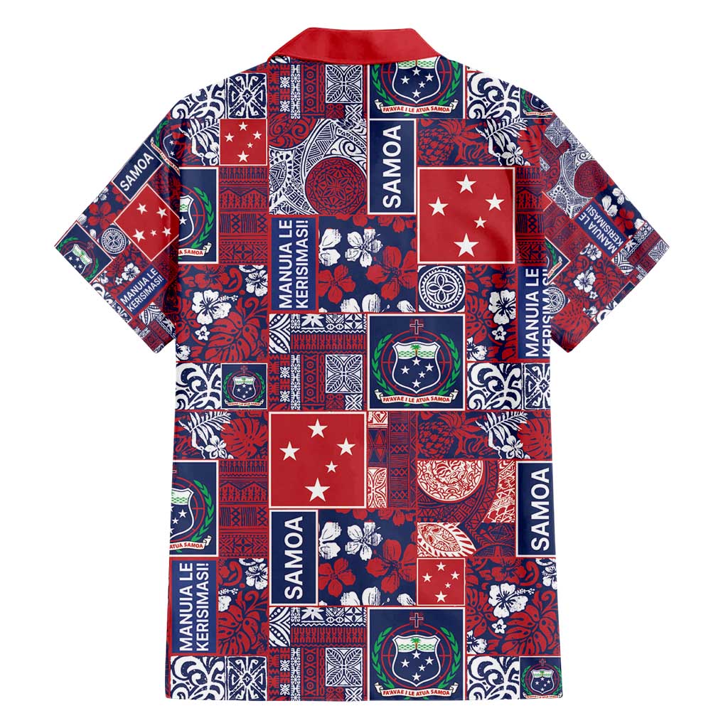 Red Samoa Manuia Le Kerisimasi Hawaiian Shirt Pacific Patchwork Xmas Vibes - Polynesian Pride