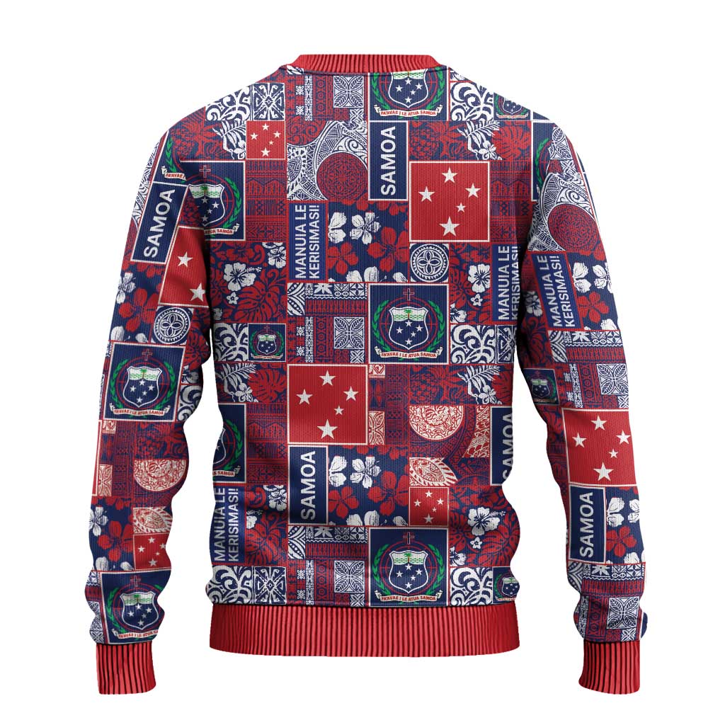 Red Samoa Manuia Le Kerisimasi Ugly Christmas Sweater Pacific Patchwork Xmas Vibes - Polynesian Pride
