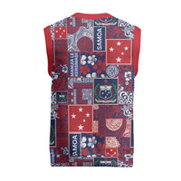Red Samoa Manuia Le Kerisimasi Christmas Knitted V-Neck Vest Pacific Patchwork Xmas Vibes - Polynesian Pride