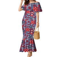 Red Samoa Manuia Le Kerisimasi Mermaid Dress Pacific Patchwork Xmas Vibes - Polynesian Pride
