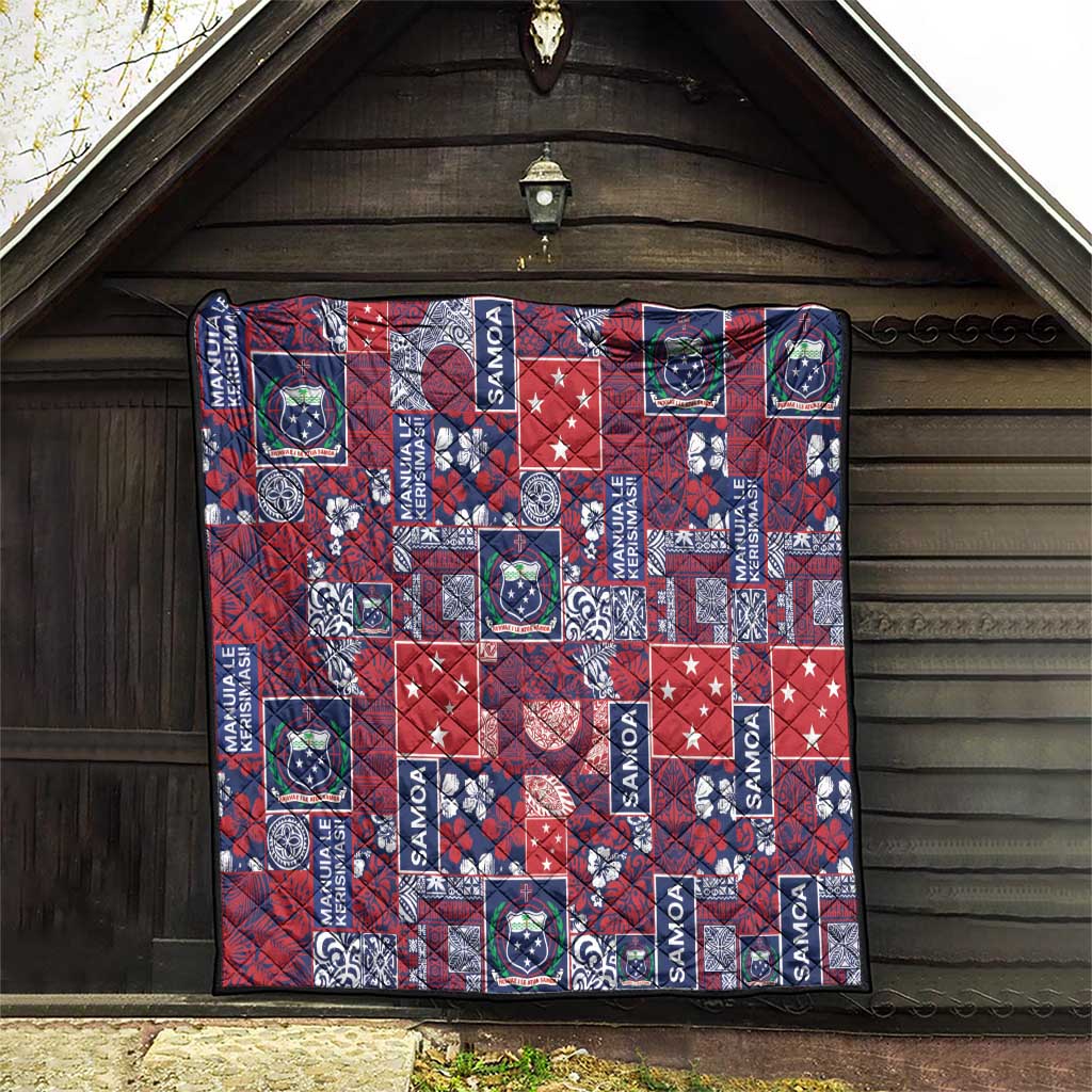 Red Samoa Manuia Le Kerisimasi Quilt Pacific Patchwork Xmas Vibes - Polynesian Pride