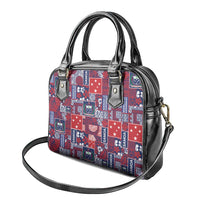 Red Samoa Manuia Le Kerisimasi Shoulder Handbag Pacific Patchwork Xmas Vibes - Polynesian Pride