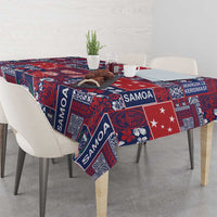 Red Samoa Manuia Le Kerisimasi Tablecloth Pacific Patchwork Xmas Vibes - Polynesian Pride