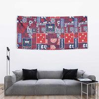 Red Samoa Manuia Le Kerisimasi Tapestry Pacific Patchwork Xmas Vibes - Polynesian Pride