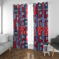 Red Samoa Manuia Le Kerisimasi Window Curtain Pacific Patchwork Xmas Vibes - Polynesian Pride