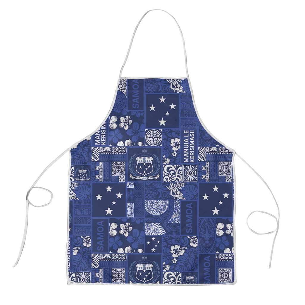 Blue Samoa Manuia Le Kerisimasi Apron Pacific Patchwork Xmas Vibes - Polynesian Pride