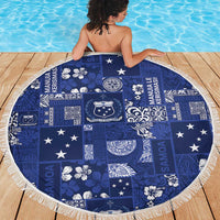Blue Samoa Manuia Le Kerisimasi Beach Blanket Pacific Patchwork Xmas Vibes - Polynesian Pride