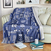 Blue Samoa Manuia Le Kerisimasi Blanket Pacific Patchwork Xmas Vibes - Polynesian Pride