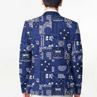 Blue Samoa Manuia Le Kerisimasi Blazer Pacific Patchwork Xmas Vibes - Polynesian Pride