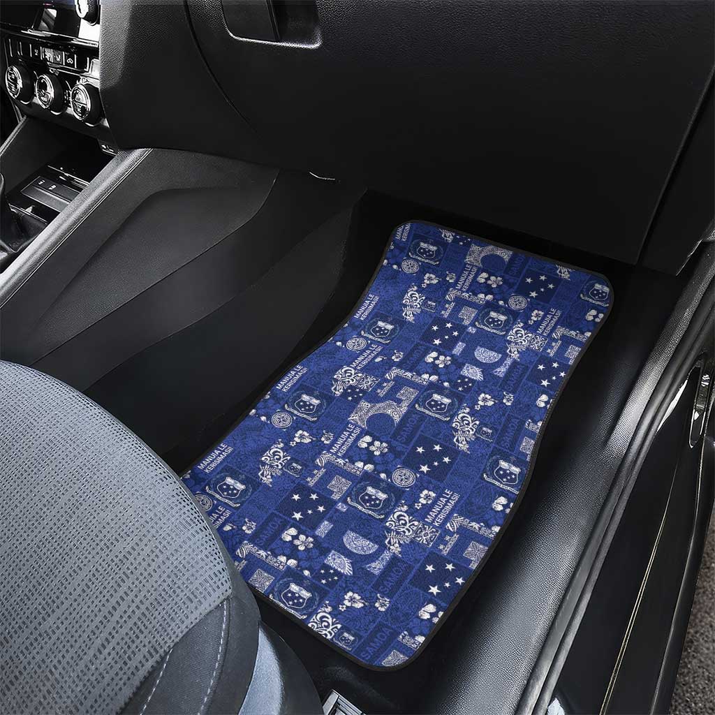 Blue Samoa Manuia Le Kerisimasi Car Mats Pacific Patchwork Xmas Vibes - Polynesian Pride