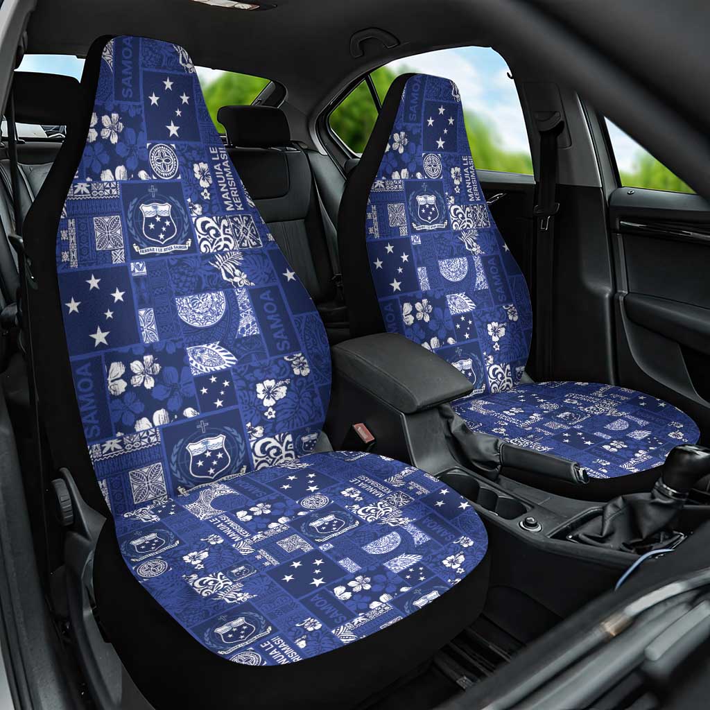 Blue Samoa Manuia Le Kerisimasi Car Seat Cover Pacific Patchwork Xmas Vibes - Polynesian Pride
