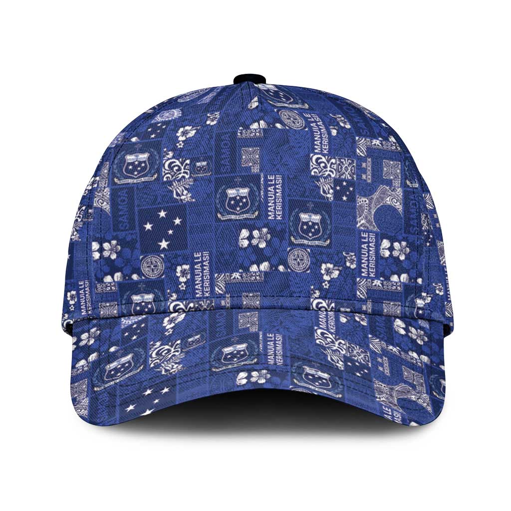 Blue Samoa Manuia Le Kerisimasi Classic Cap Pacific Patchwork Xmas Vibes - Polynesian Pride