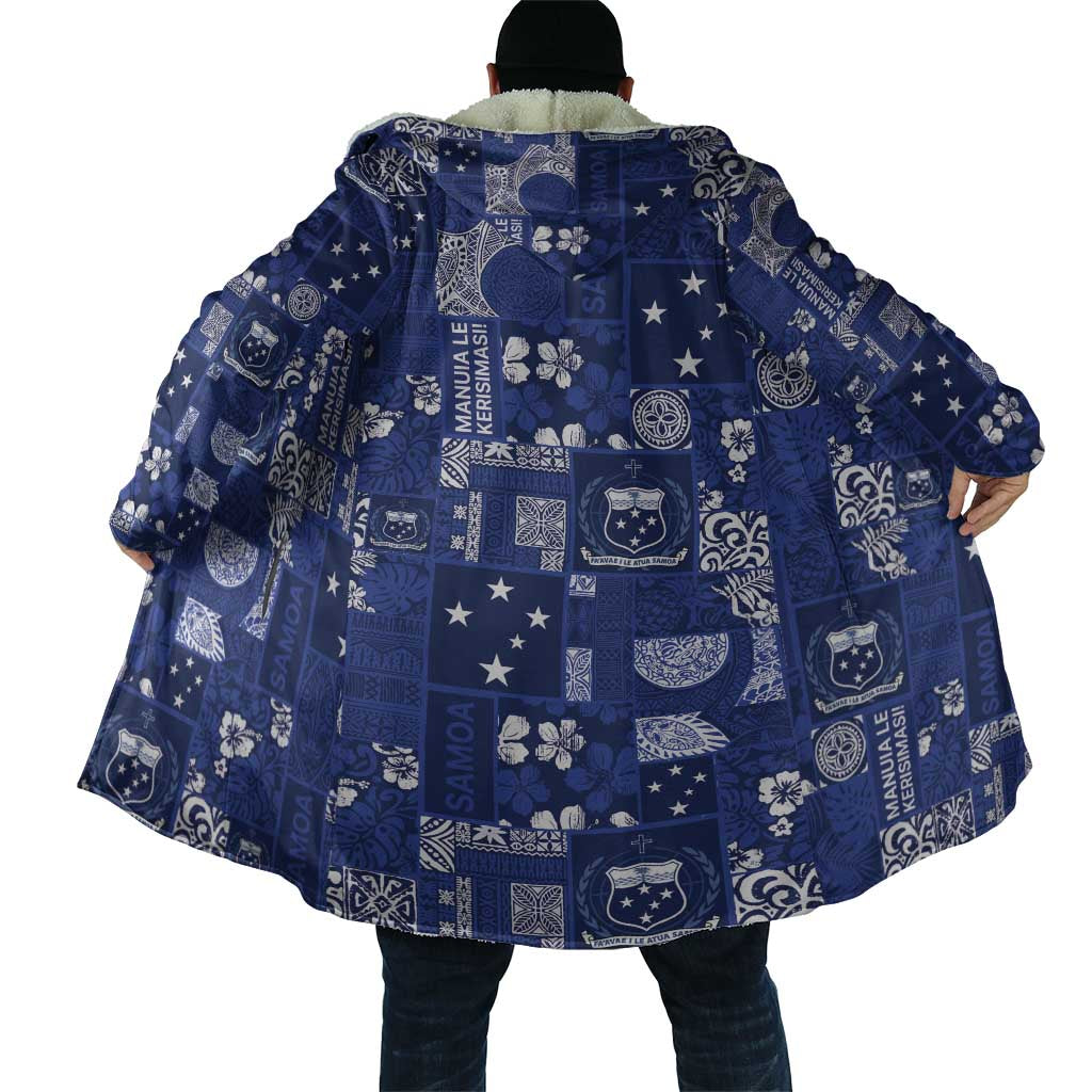 Blue Samoa Manuia Le Kerisimasi Cloak Pacific Patchwork Xmas Vibes - Polynesian Pride