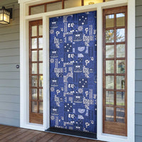 Blue Samoa Manuia Le Kerisimasi Door Cover Pacific Patchwork Xmas Vibes - Polynesian Pride