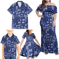 Blue Samoa Manuia Le Kerisimasi Family Matching Off Shoulder Maxi Dress and Hawaiian Shirt Pacific Patchwork Xmas Vibes - Polynesian Pride