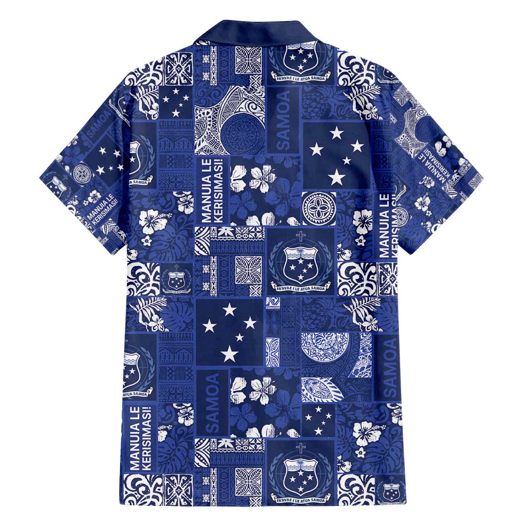 Blue Samoa Manuia Le Kerisimasi Family Matching Puletasi and Hawaiian Shirt Pacific Patchwork Xmas Vibes - Polynesian Pride