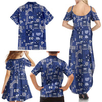 Blue Samoa Manuia Le Kerisimasi Family Matching Summer Maxi Dress and Hawaiian Shirt Pacific Patchwork Xmas Vibes - Polynesian Pride