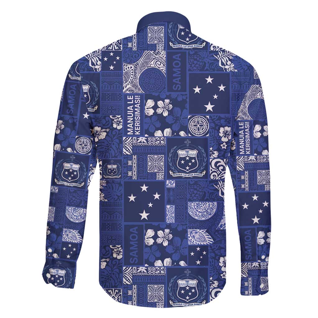 Blue Samoa Manuia Le Kerisimasi Family Matching Summer Maxi Dress and Hawaiian Shirt Pacific Patchwork Xmas Vibes - Polynesian Pride