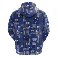 Blue Samoa Manuia Le Kerisimasi Hoodie Pacific Patchwork Xmas Vibes - Polynesian Pride
