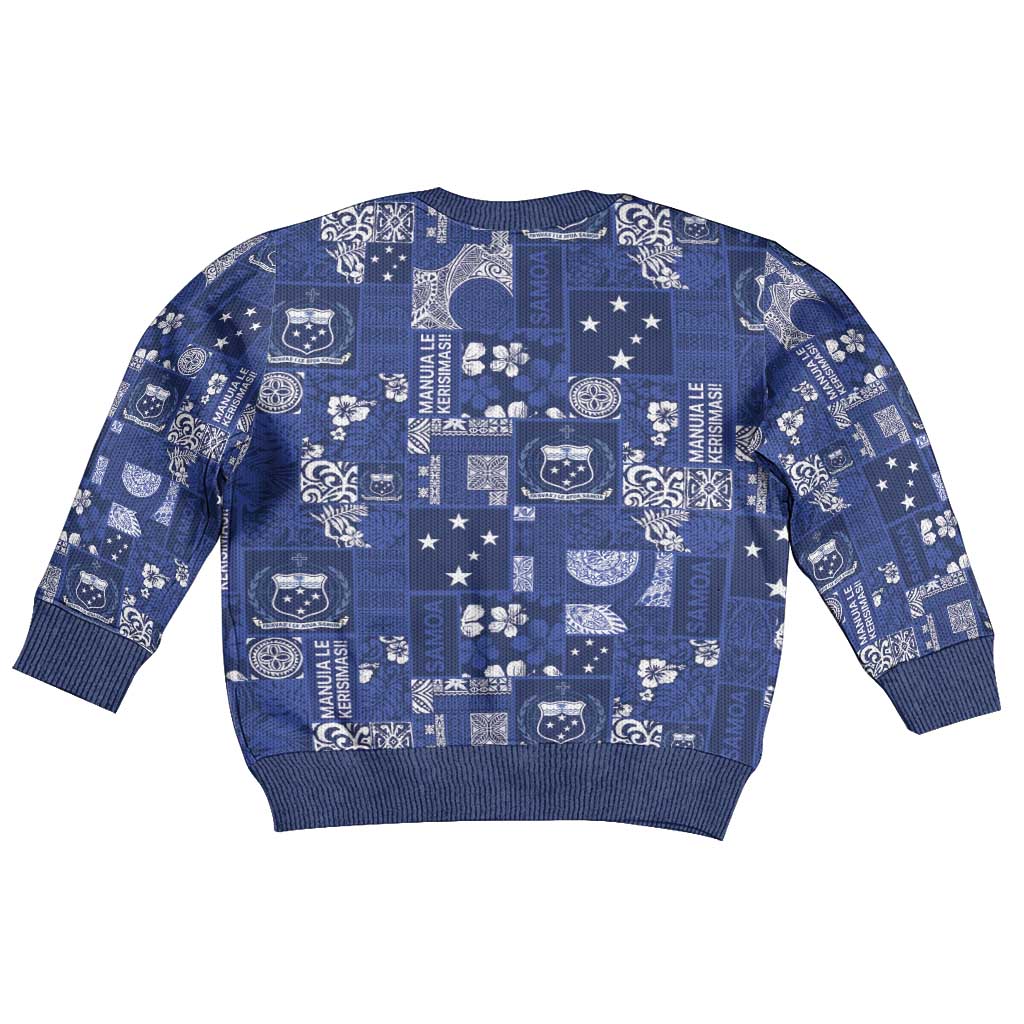 Blue Samoa Manuia Le Kerisimasi Kid Ugly Christmas Sweater Pacific Patchwork Xmas Vibes - Polynesian Pride