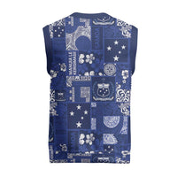 Blue Samoa Manuia Le Kerisimasi Christmas Knitted V-Neck Vest Pacific Patchwork Xmas Vibes - Polynesian Pride