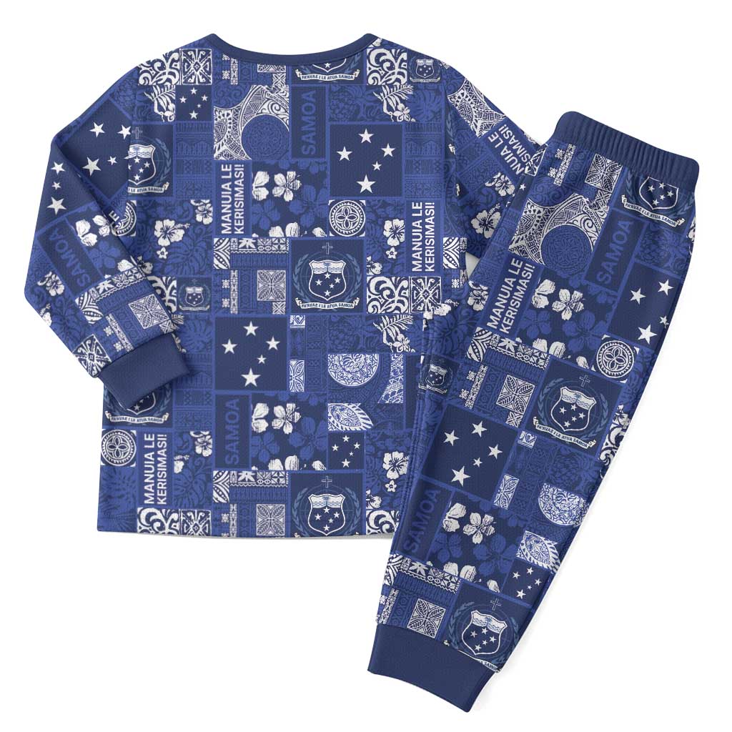 Blue Samoa Manuia Le Kerisimasi Christmas Pajama Set Pacific Patchwork Xmas Vibes - Polynesian Pride